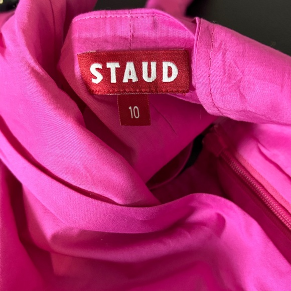 Staud Kai Top Peony Pink Crisscross Halter Shirt Cotton Sleeveless Sz 10 NEW - Picture 10 of 11